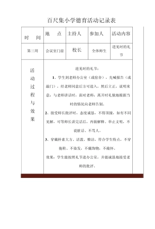 百尺集小学德育活动记录表