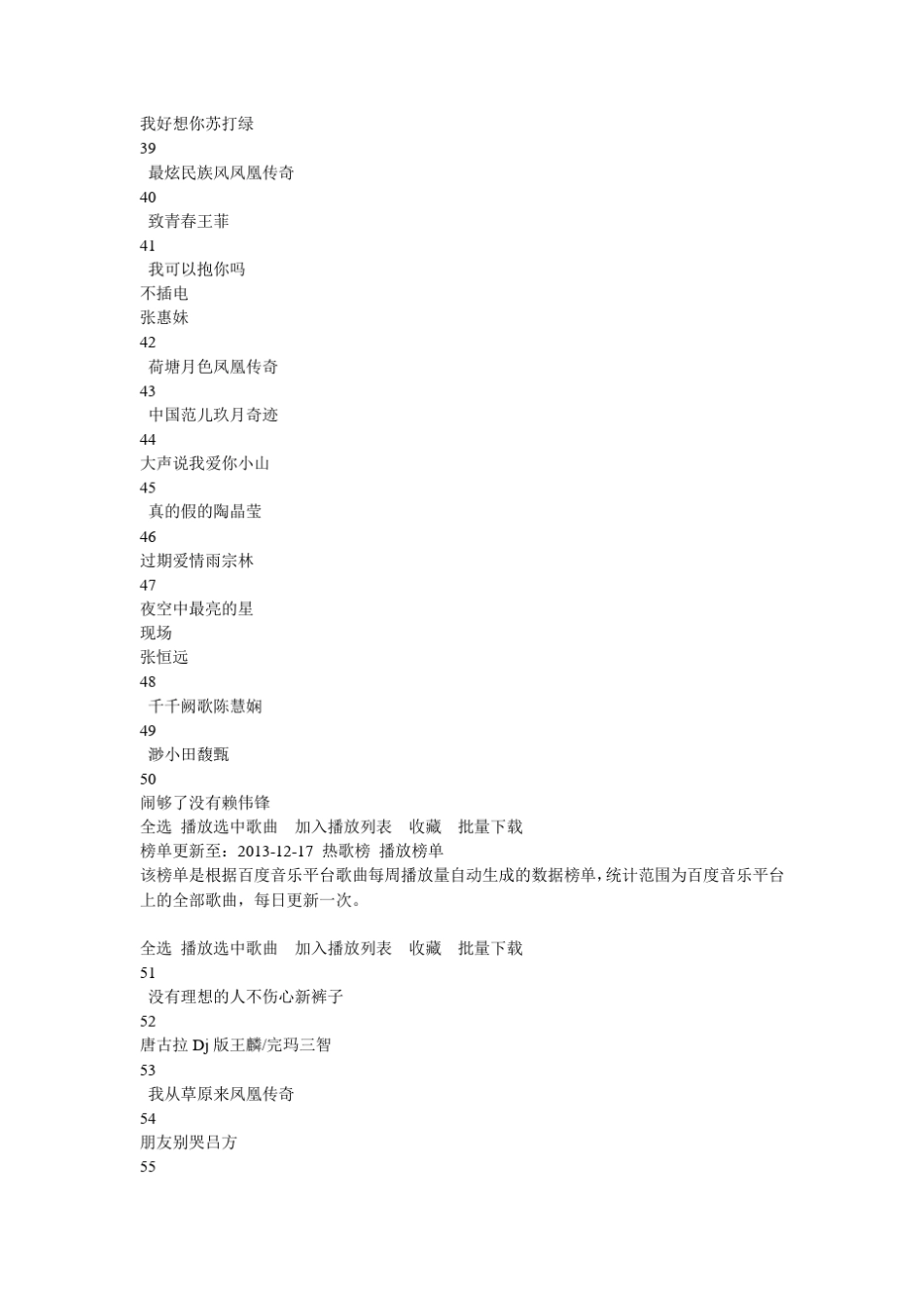 百度音乐排行榜(热歌榜top500)2013年12月17日_第3页