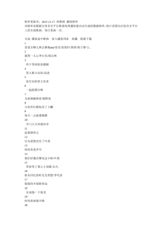 百度音乐排行榜(热歌榜top500)2013年12月17日