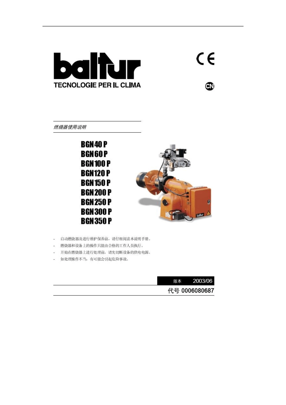 百得BGN系列P型燃烧器说明书_第1页