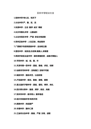 百所中学校训大全