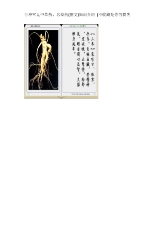 百种常见名草药、中草药(图文)介绍