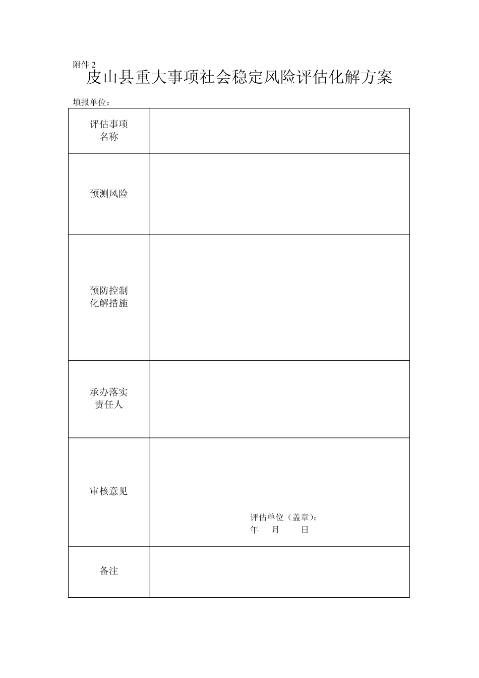 皮山县重大事项社会稳定风险评估备案登记表_第3页