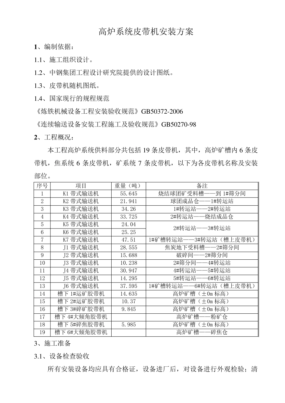 皮带机安装方案_第1页