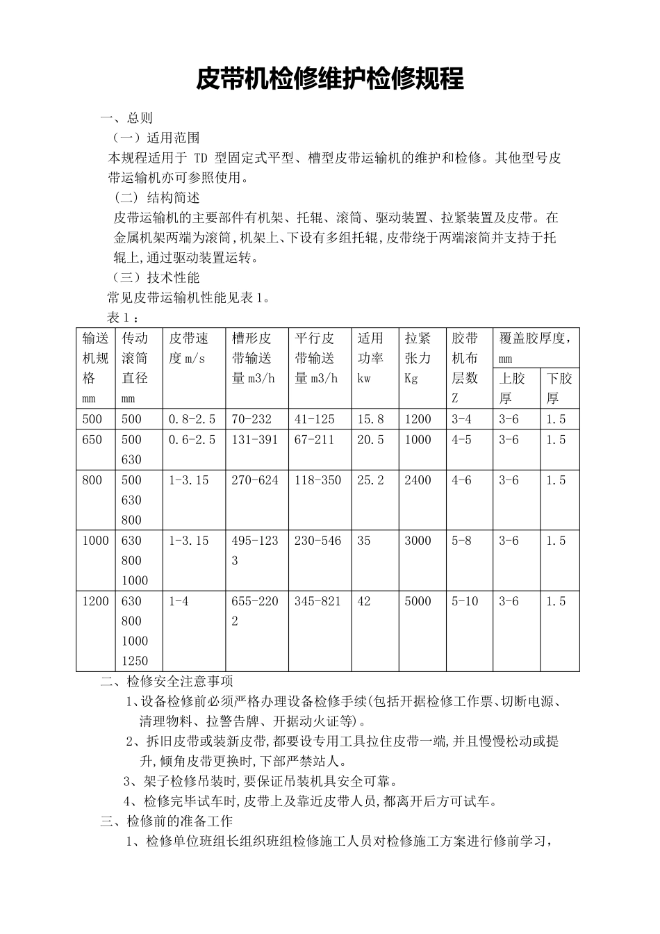 皮带机维护检修规程_第1页