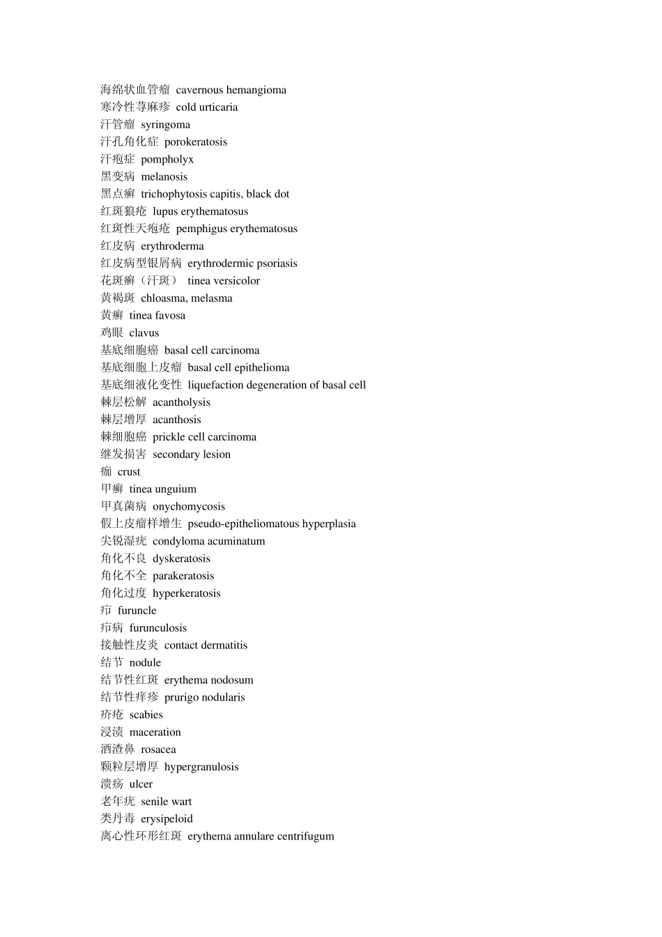 皮肤性病专业词汇中英对照_第2页