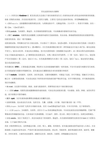 皮肤性病常见皮肤病名词解释