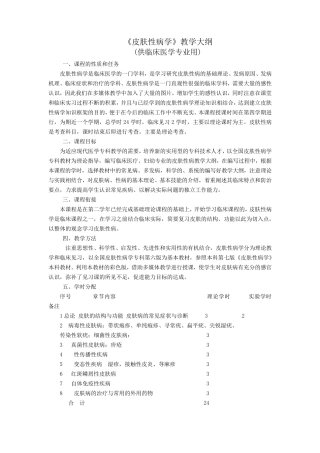 皮肤性病科教学大纲