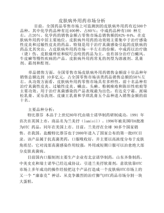 皮肤病外用药市场分析