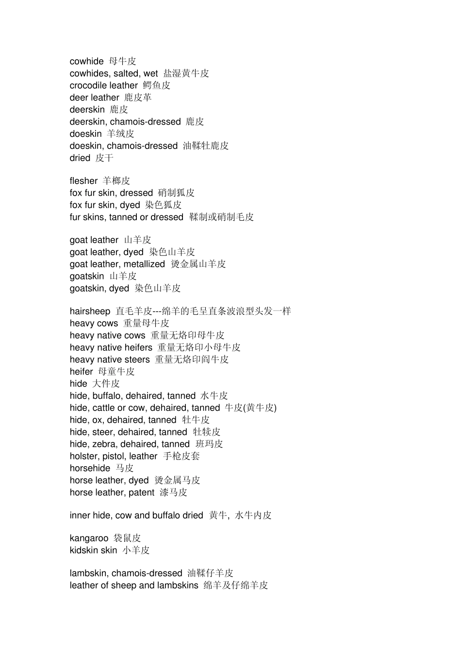 皮革专用名词中英文对照_第2页