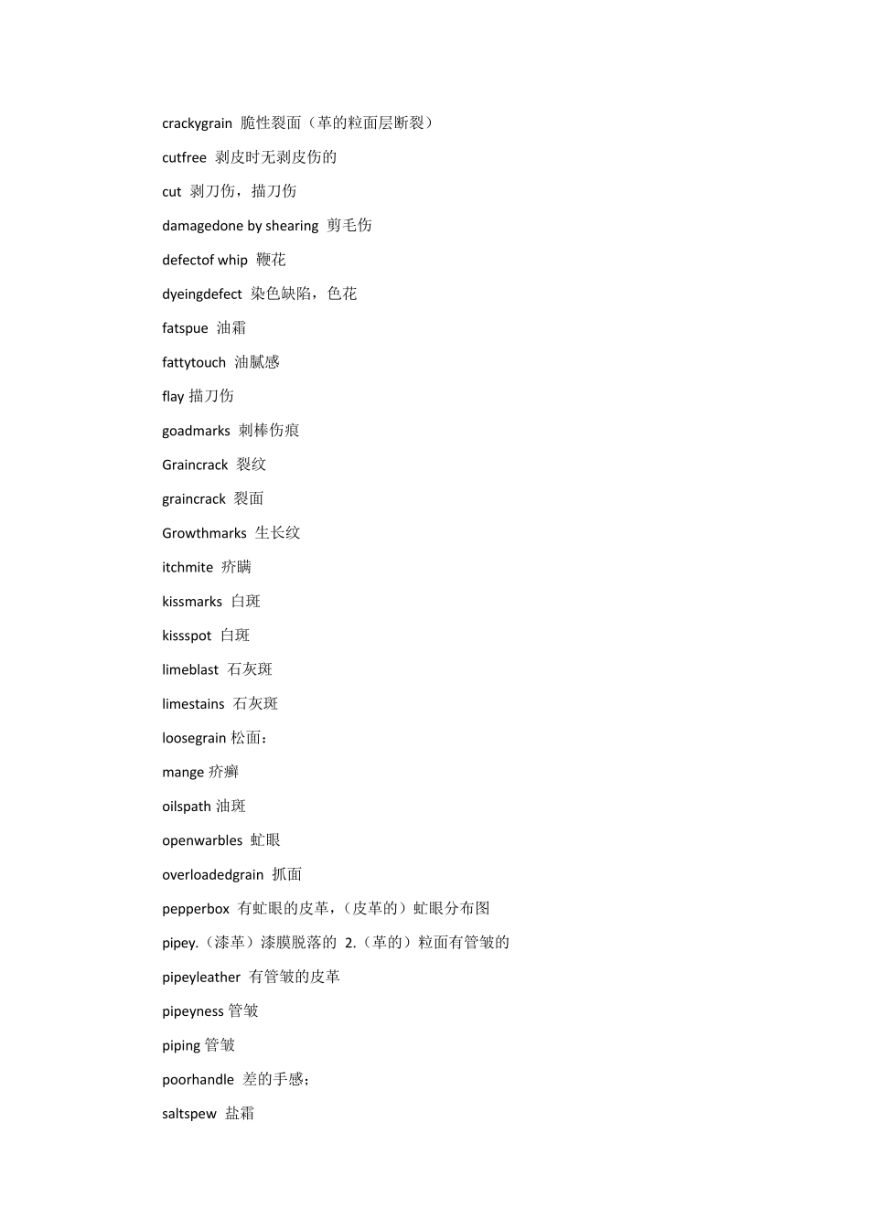 皮革行业英文词汇大汇总_第3页