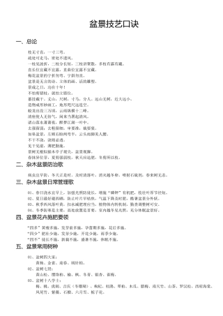 盆景技艺技法口诀