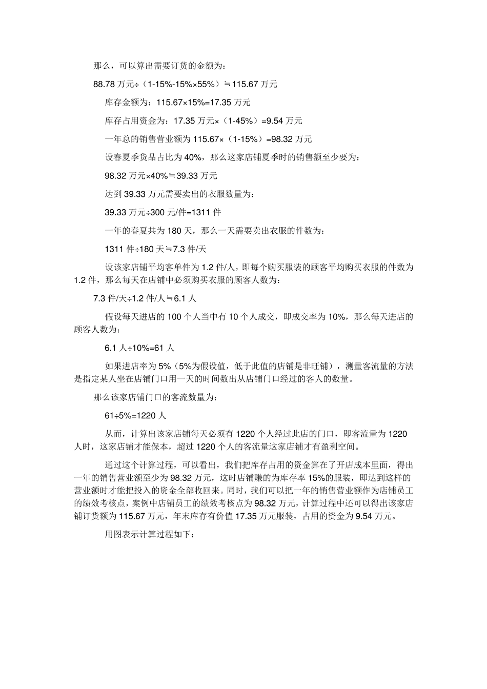 盈亏平衡点服饰服装案例服装店盈利计算公式_第3页
