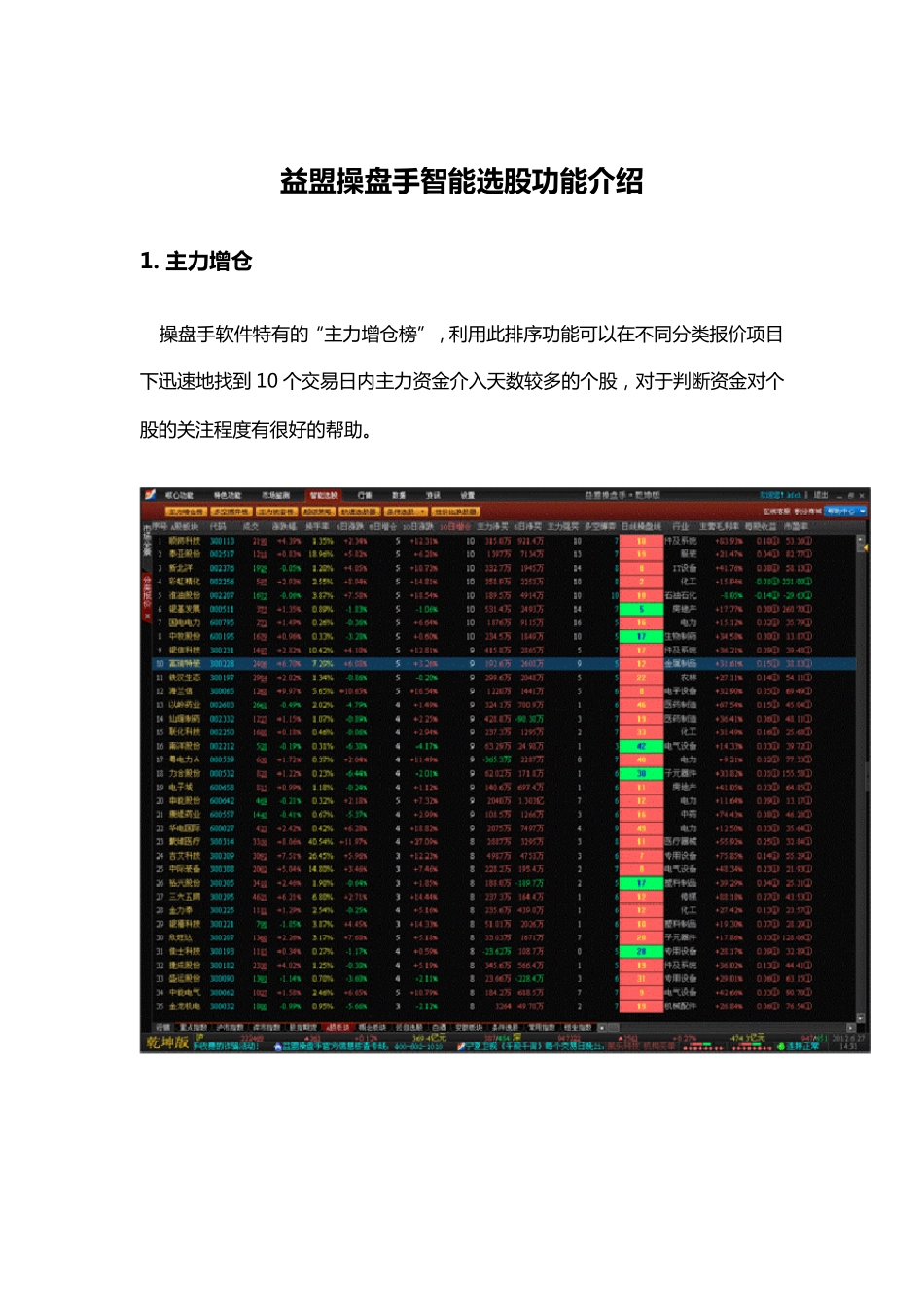 益盟操盘手智能选股介绍_第1页