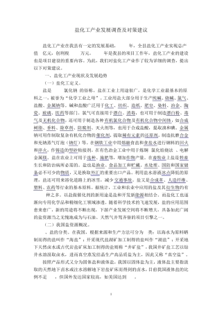 盐化工产业发展调查及对策建议