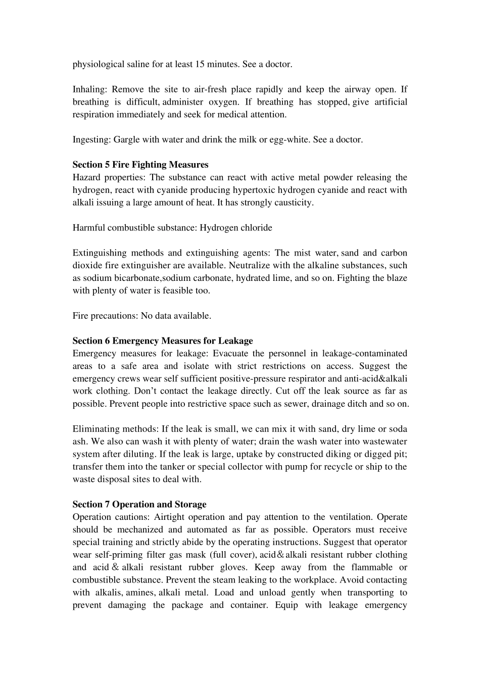盐酸MSDS(英文版)_第2页