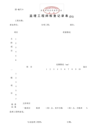 监理工程师检查记录表