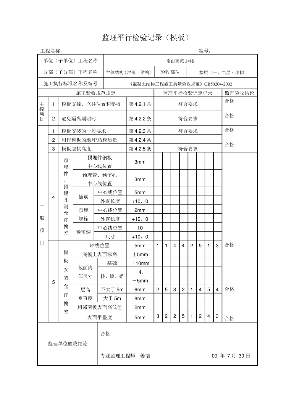 监理平行检验记录——模板_第2页