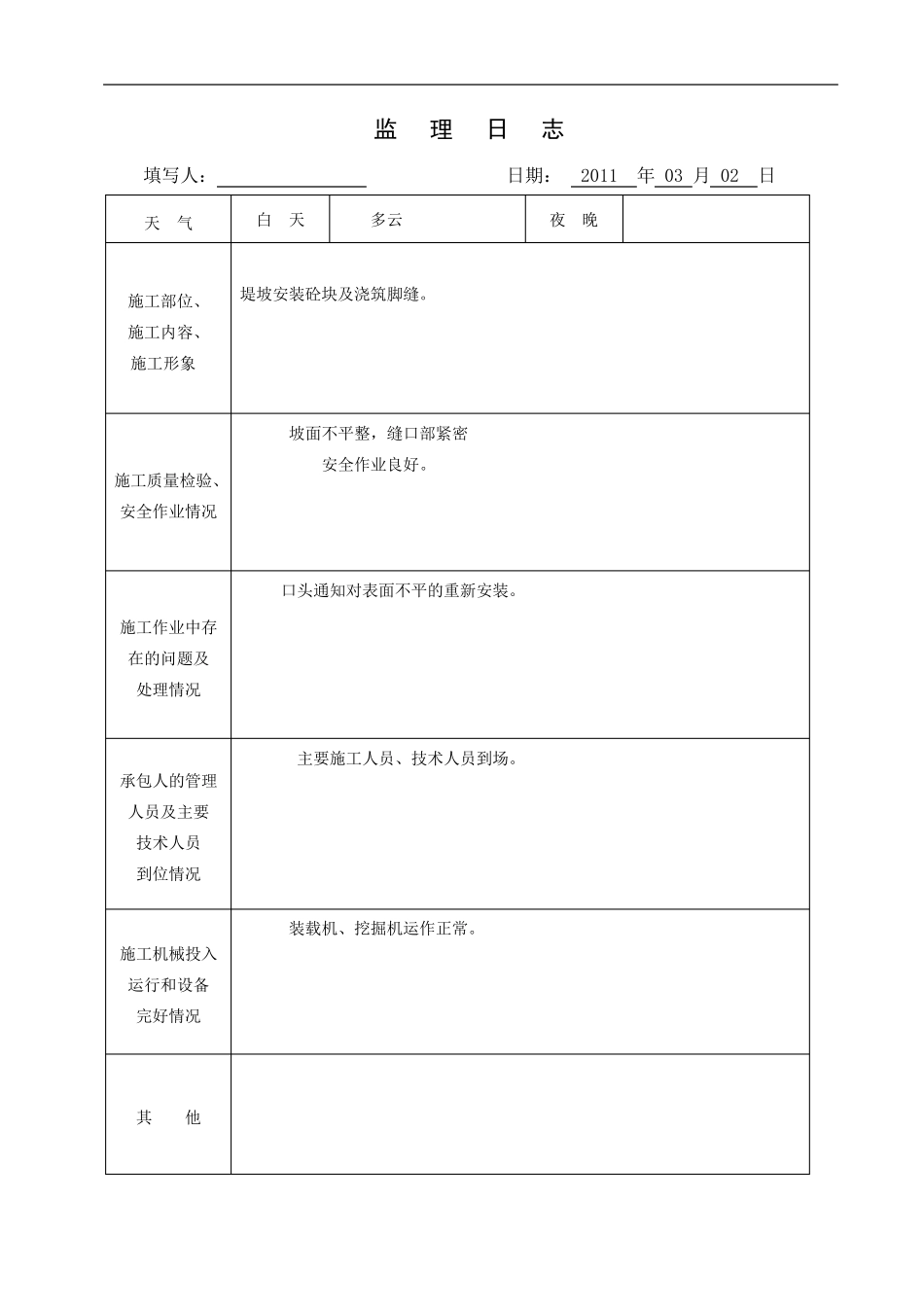 监理日志表格2_第3页