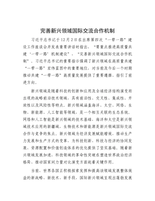 完善新兴领域国际交流合作机制【资深秘书】