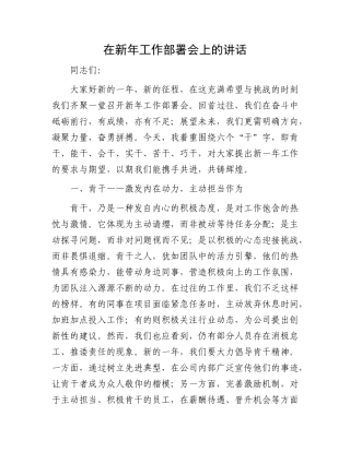 在新年工作部署会上的讲话 (2)【资深秘书】