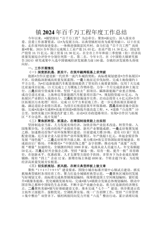 镇2024年百千万工程年度工作总结