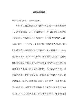 领导车辆专营店总结稿范本
