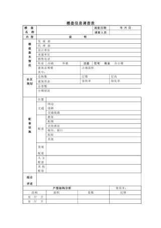楼盘信息调查表
