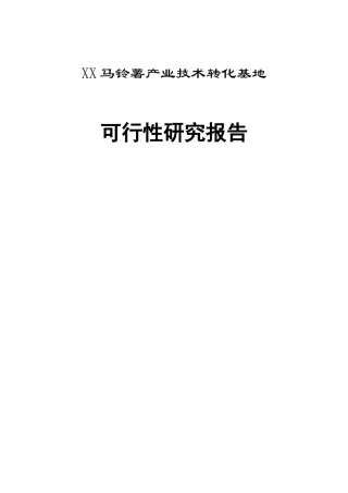 马铃薯产业化可行性研究报告