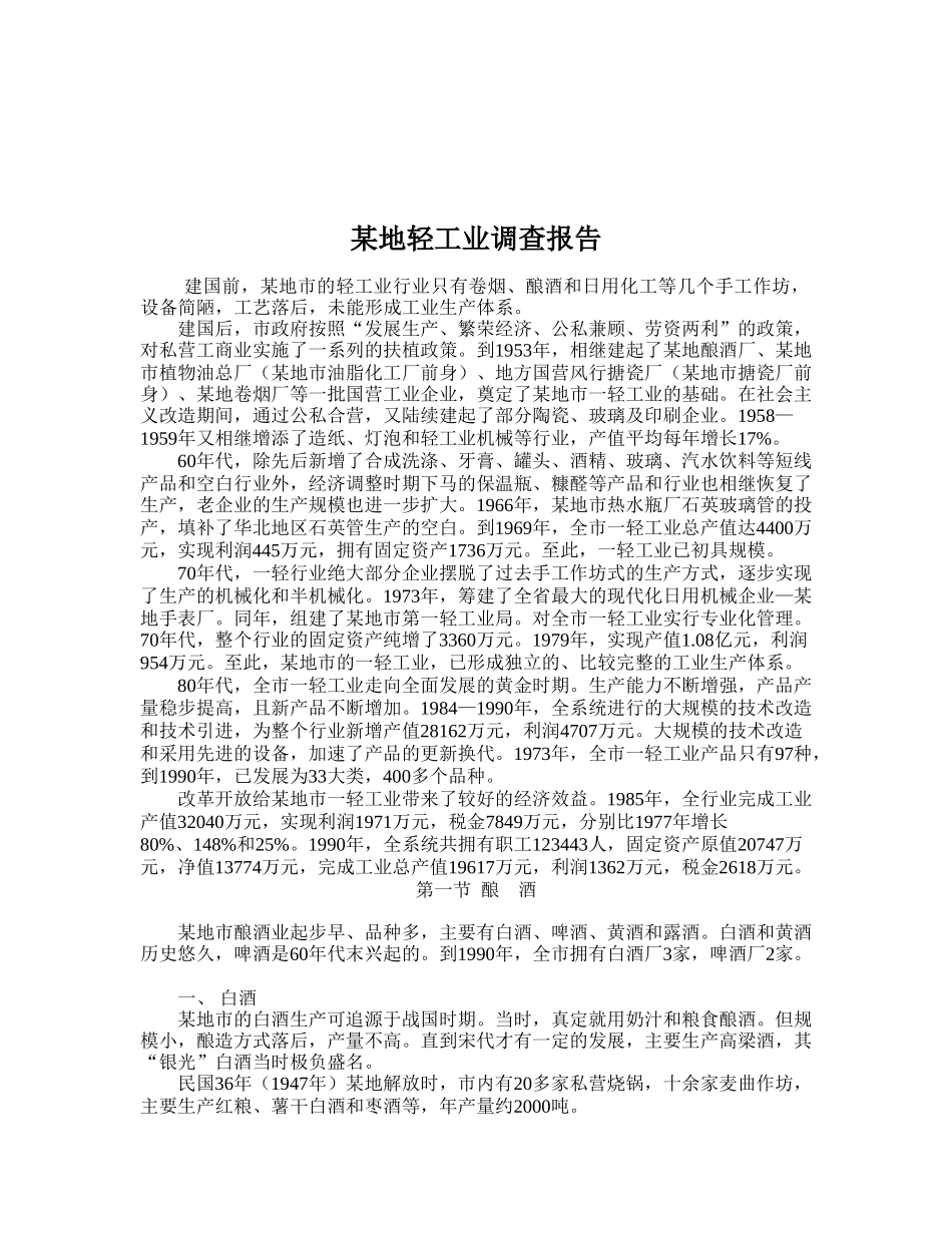 某地轻工业调查报告_第1页