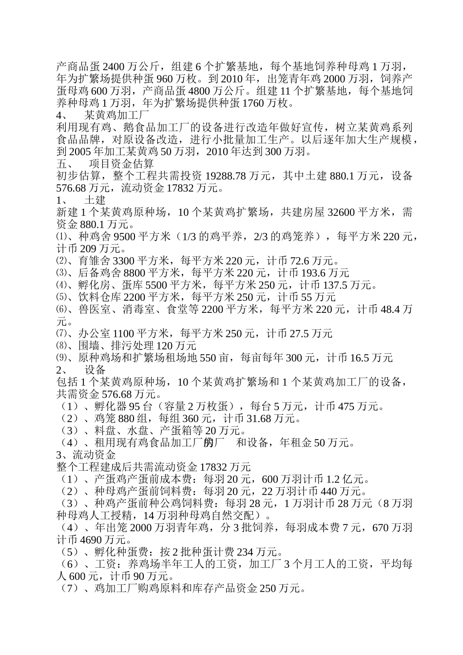 某黄鸡产业化生产可行性研究报告_第3页