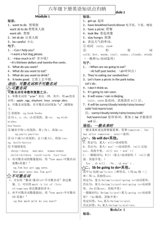 2025年外研版六年级下册英语知识点梳理