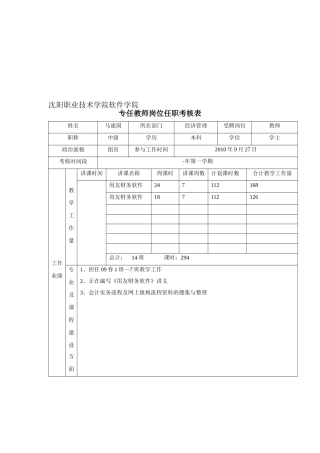 2025年专任教师考核表马建国