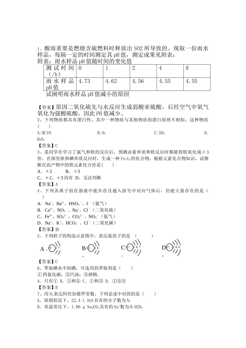 2025年高三化学考点梳理检测_第1页