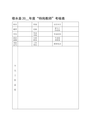 2025年江西修水特岗教师考核表