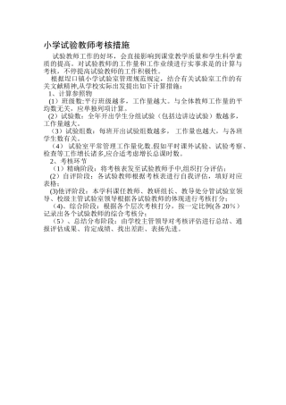 2025年小学实验教师考核办法