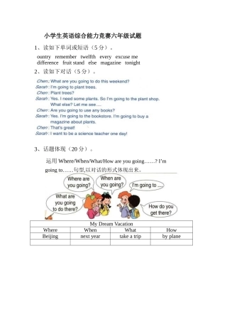 2025年小学英语六年级竞赛题