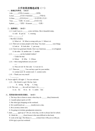 2025年小升初英语试卷及答案试卷教案