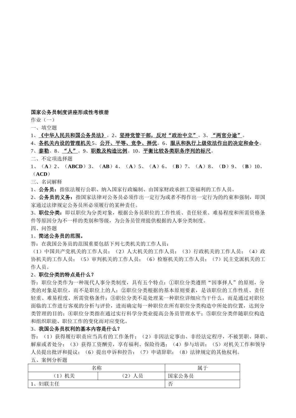 2025年电大国家公务员制度讲座形成性考核册参考_第1页