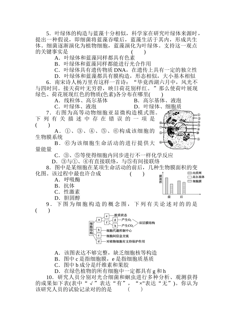 2025年高一生物下册知识点课时作业题_第2页