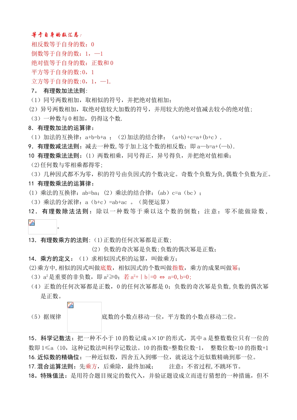 2025年人教版初一数学上册知识点归纳总结_第2页
