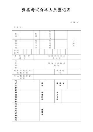 2025年全国注册安全工程师考试合格登记表