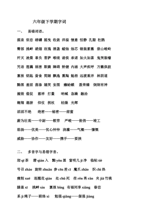 2025年六下复习知识点整理