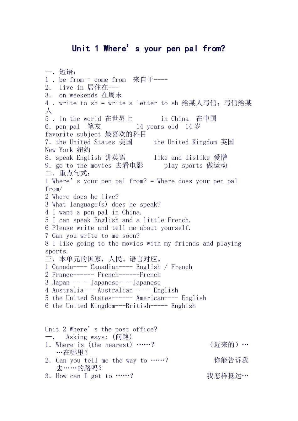 2025年7B英语知识点汇编_第1页