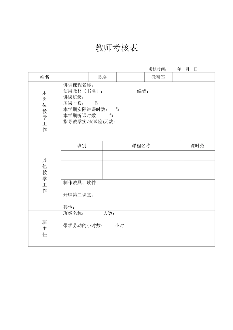 2025年教师考核表教师考核_第2页