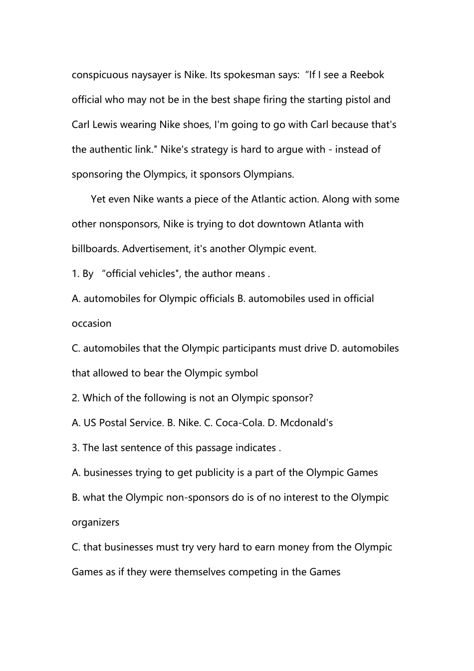 2025年四级阅读理解及答案_第3页