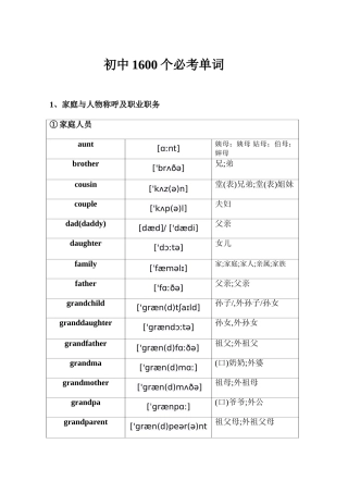 2025年初中必背单词带英标