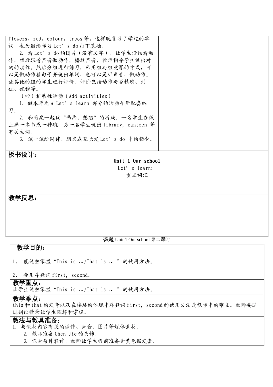 2025年epp小学英语四年级下册全套教学设计表格式_第2页