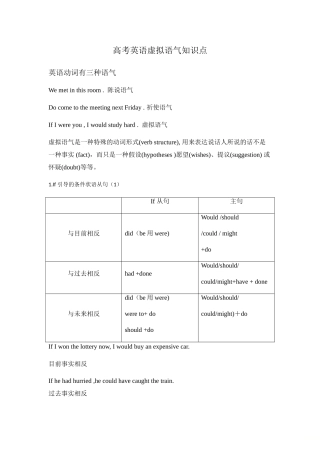 2025年高考英语虚拟语气知识点