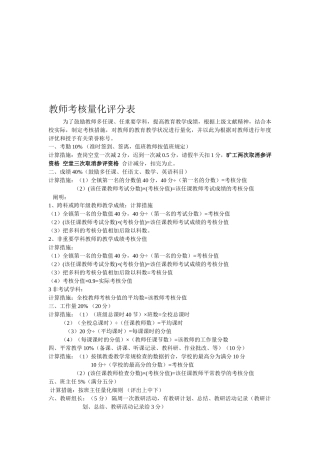 2025年教师考核量化评分表